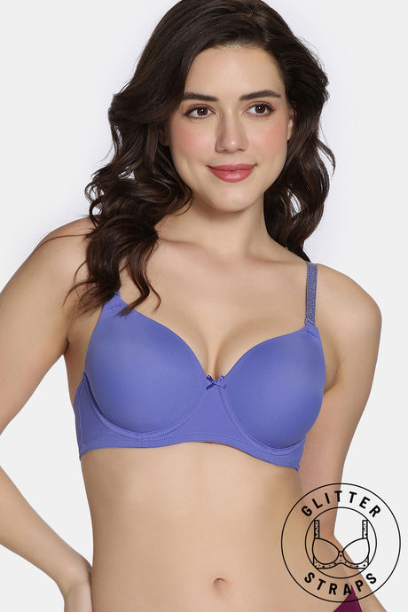 Zivame Twilight Thistle Padded Wired 3/4Th Coverage T-Shirt Bra - Blue Iris — image 2